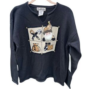 Vintage Timberlea Christmas Sweater 3D Leopard Beaded Party Womens Medium